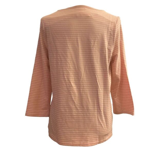 Talbots Effortless Stripe Square Neck Pink and White Top Size Medium - Picture 4 of 13